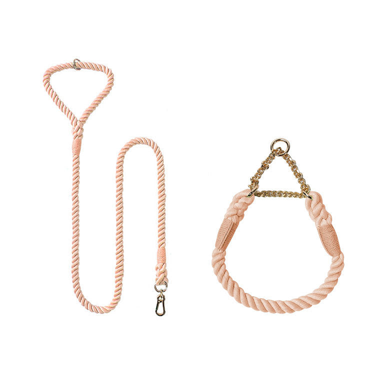 Woven Cotton Pet Leash And Collar Set For Comfortable Walking Control