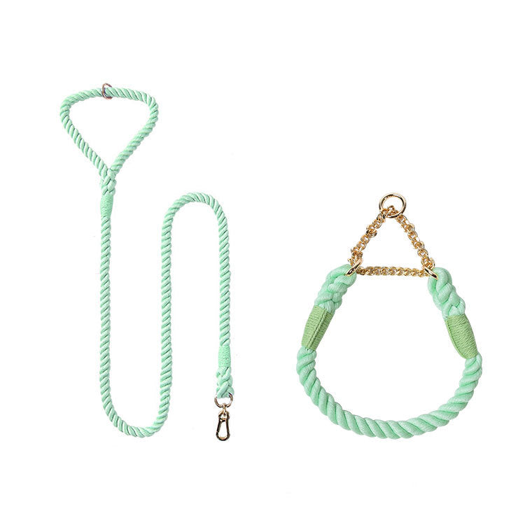 Woven Cotton Pet Leash And Collar Set For Comfortable Walking Control
