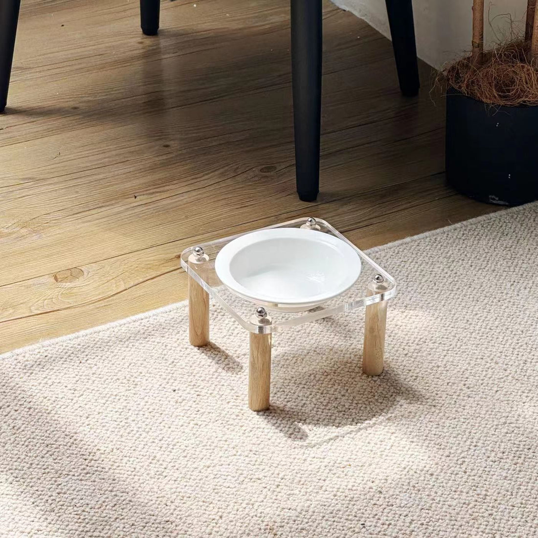 Ceramic Anti-Tumble Raised Pet Food And Water Double Bowl Stand