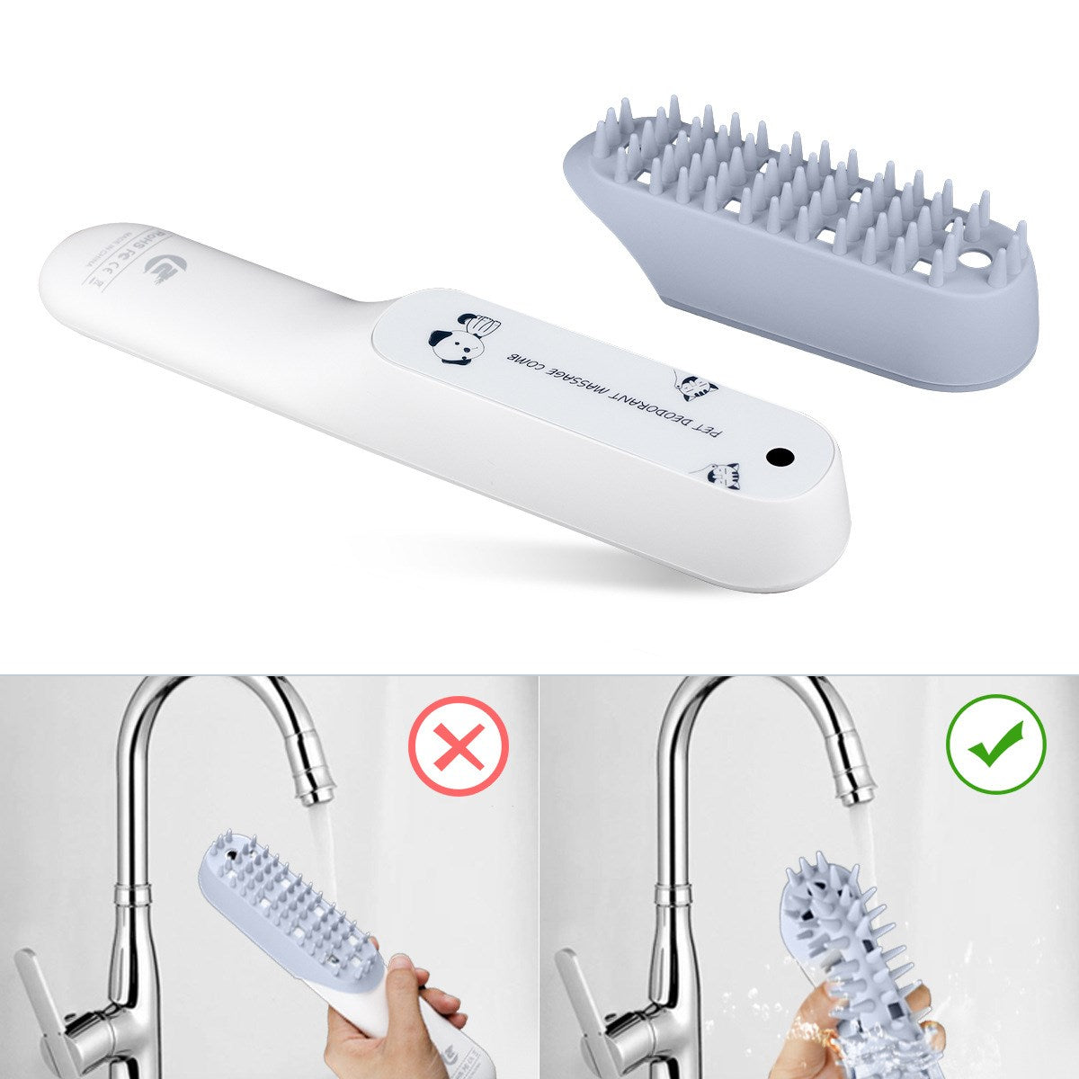 Pet Silicone Grooming Massage Brush For Fur Removal And Cleaning Tool