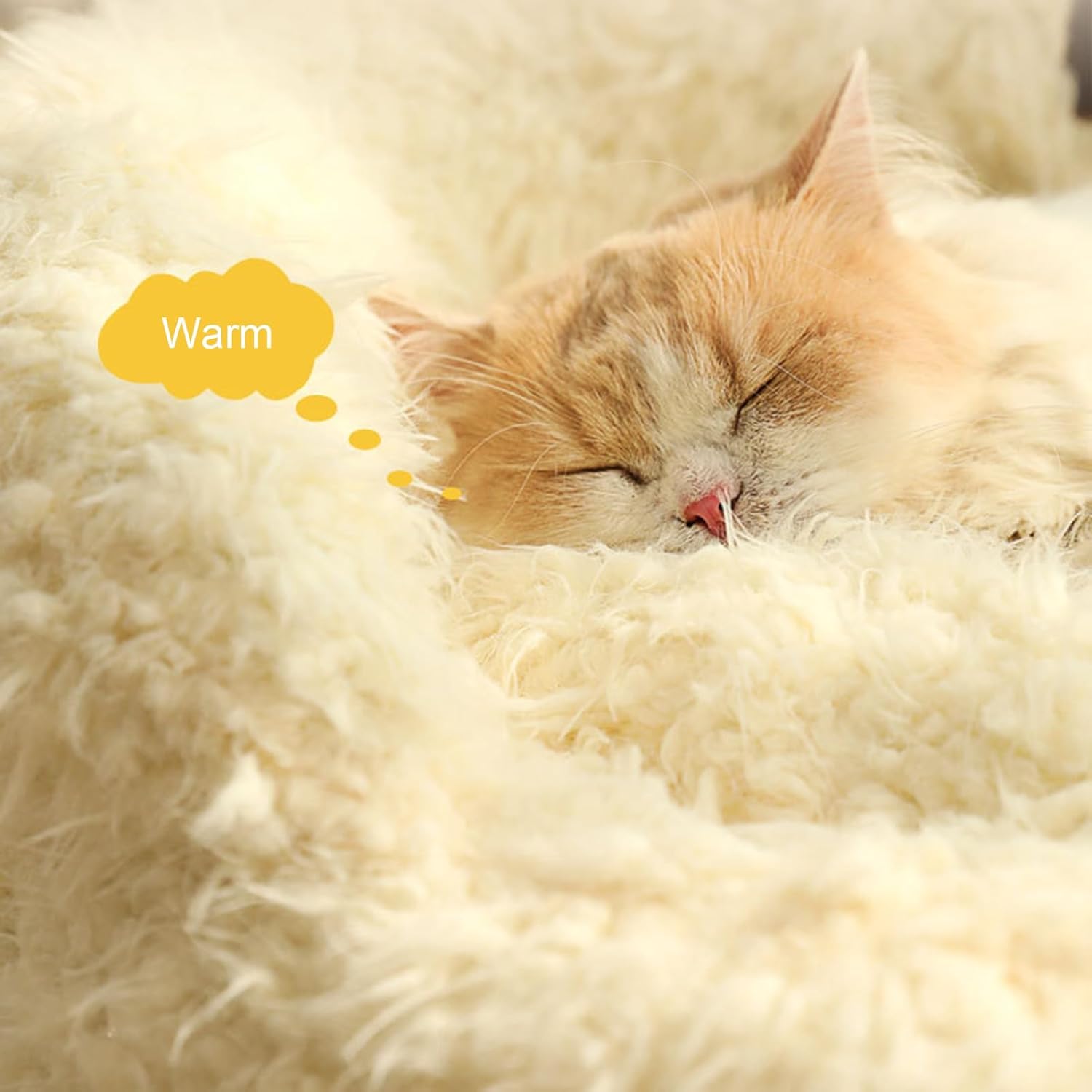 Pet Alpaca Calming Plush Detachable Pad Anti Slip Winter Warm Nest Bed