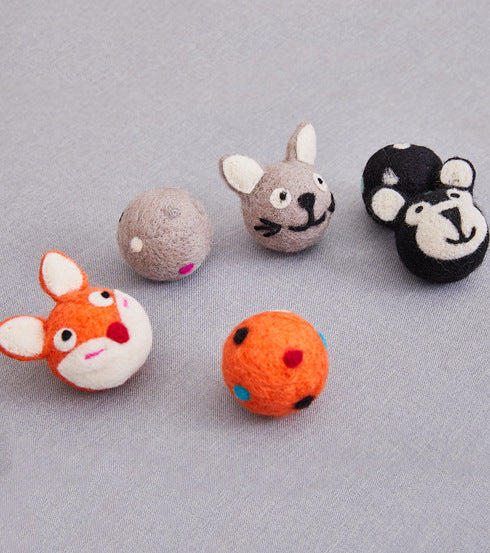 Colorful Felt Stretch Ball Bell Interactive Pet Chew Toy
