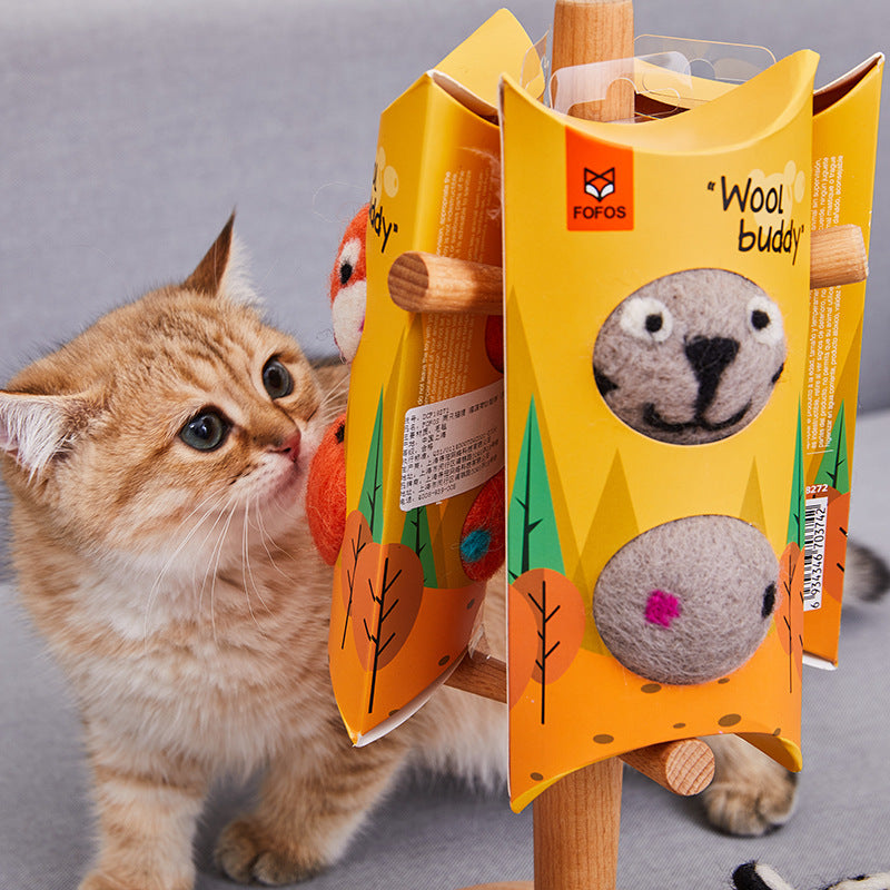 Colorful Felt Stretch Ball Bell Interactive Pet Chew Toy