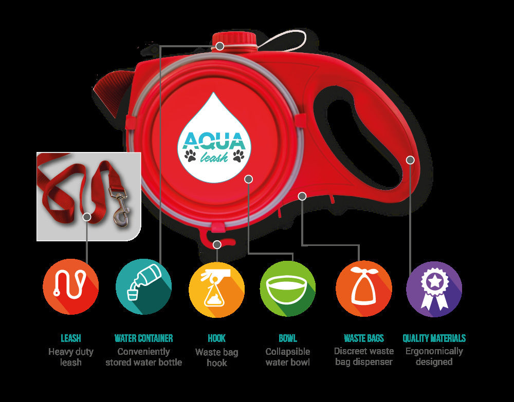 Pet Multifunctional Portable Leash With Water Bottle Supplies