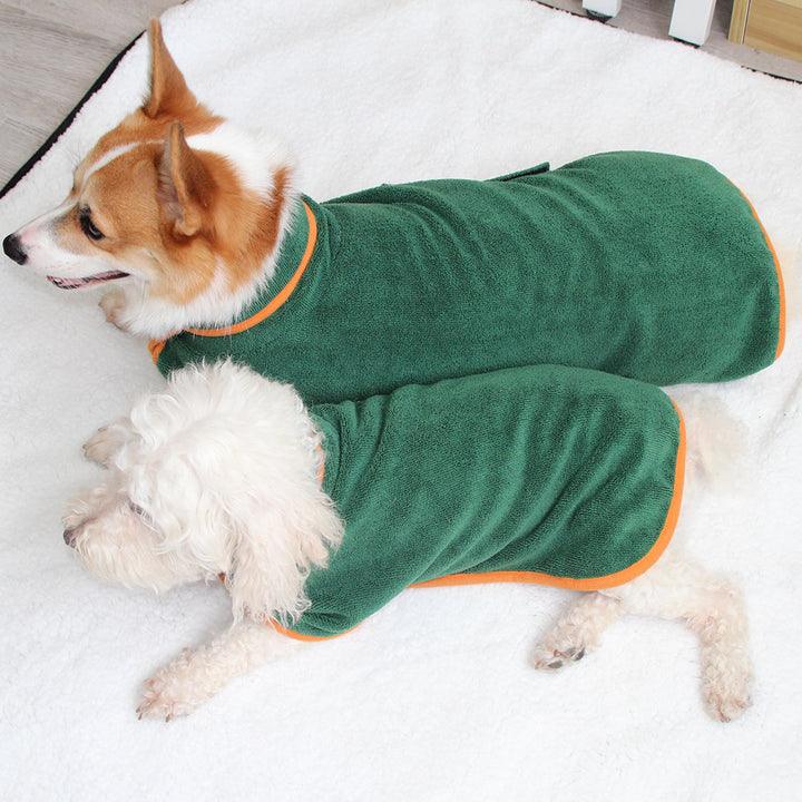 Bathing Robe Style Pet Clothing For Comfortable Drying And Grooming Use