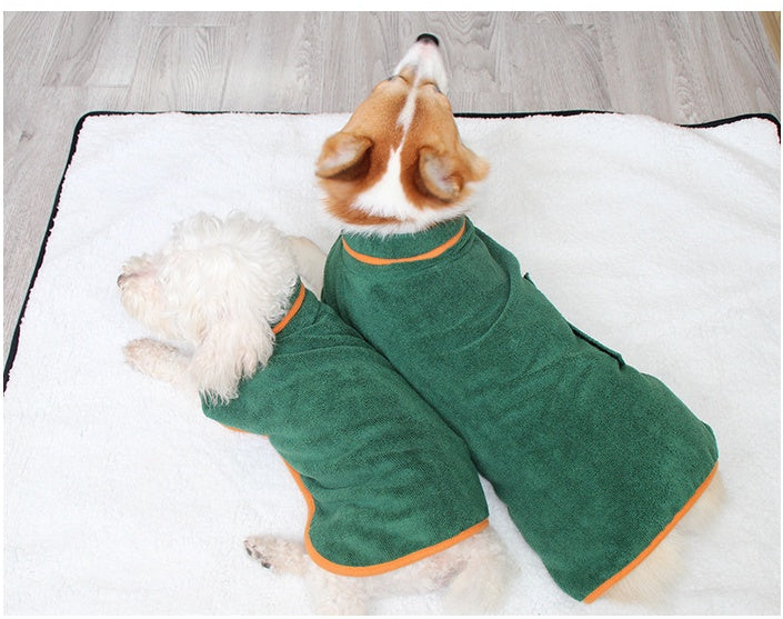 Bathing Robe Style Pet Clothing For Comfortable Drying And Grooming Use