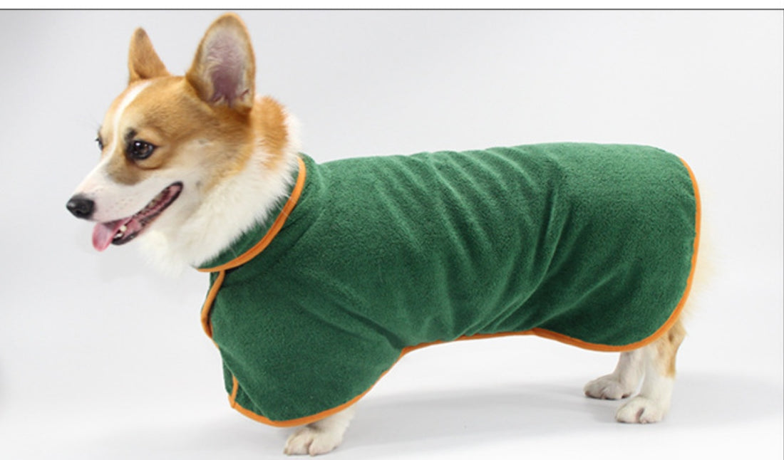 Bathing Robe Style Pet Clothing For Comfortable Drying And Grooming Use