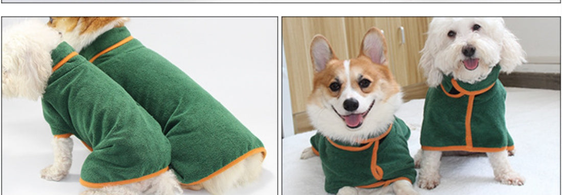 Bathing Robe Style Pet Clothing For Comfortable Drying And Grooming Use