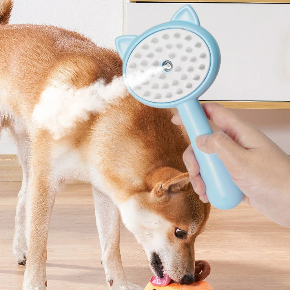 Rechargeable Pet Grooming Brush With Mist And Self-Cleaning Function