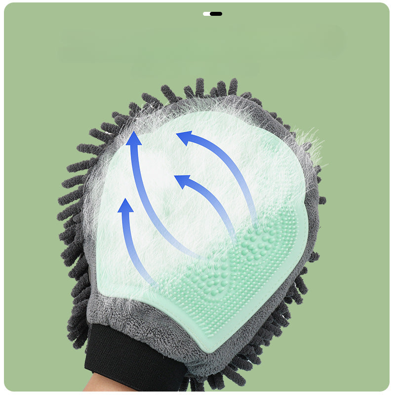 2-In-1 Pet Bathing Grooming Glove For Brushing And Massage Use