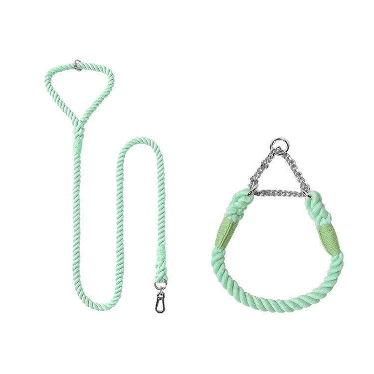 Woven Cotton Pet Leash And Collar Set For Comfortable Walking Control