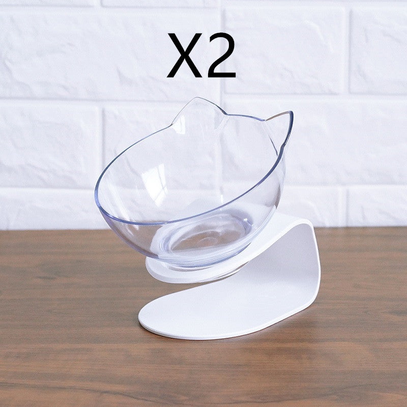 Non Slip Double Pet Bowl Raised Stand Cervical Protection Transparent Feeder