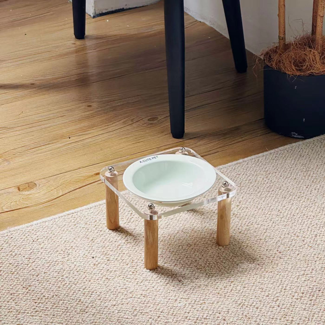Ceramic Anti-Tumble Raised Pet Food And Water Double Bowl Stand