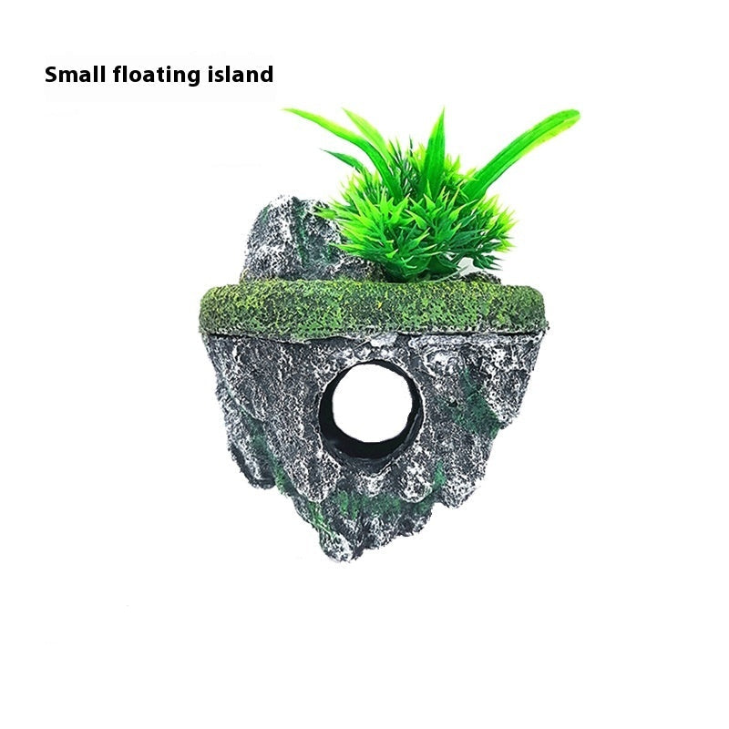 Floating Stone Ornament For Pet Tank Landscaping Decoration