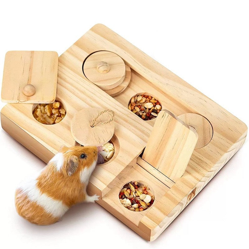 Wooden Snack Dispenser For Pet Cage Feeding System