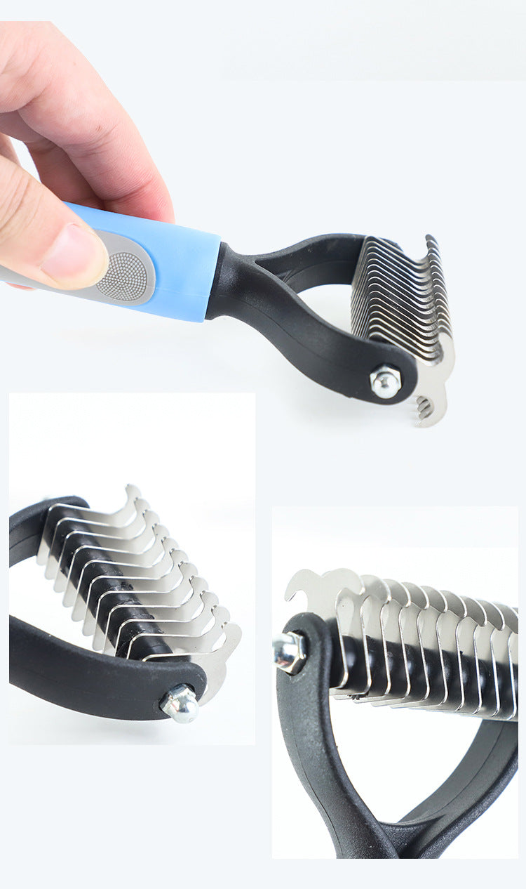 Stainless Steel Double Sided Pet Grooming Comb For Hair Removal And Dematting