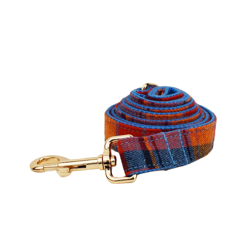 Pet Velvet Plaid Collar Hand Rope Bandana Set