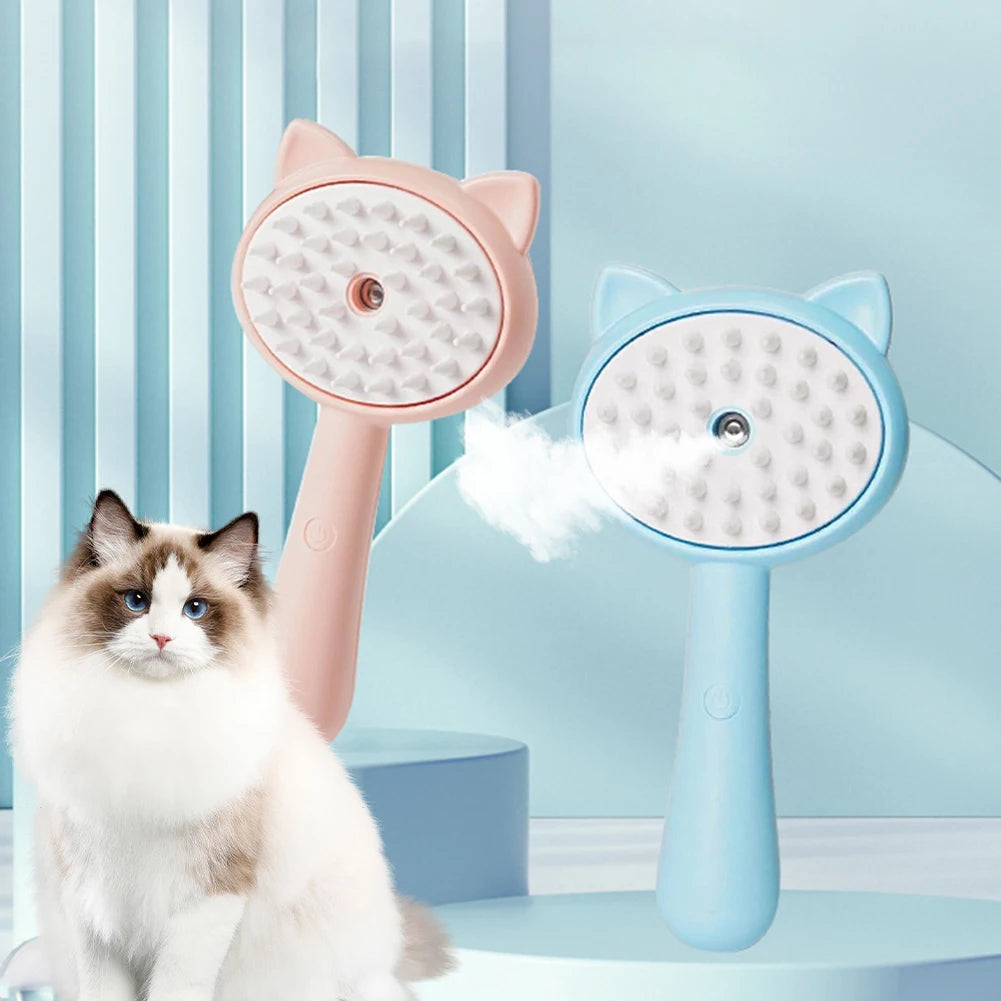 Rechargeable Pet Grooming Brush With Mist And Self-Cleaning Function