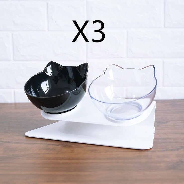 Non Slip Double Pet Bowl Raised Stand Cervical Protection Transparent Feeder