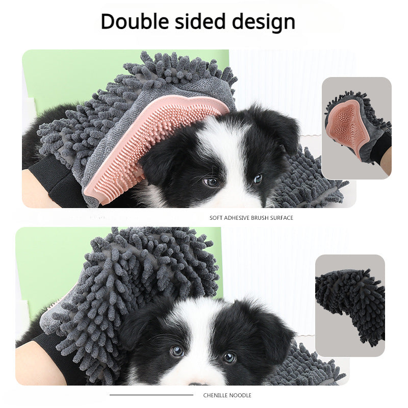 2-In-1 Pet Bathing Grooming Glove For Brushing And Massage Use