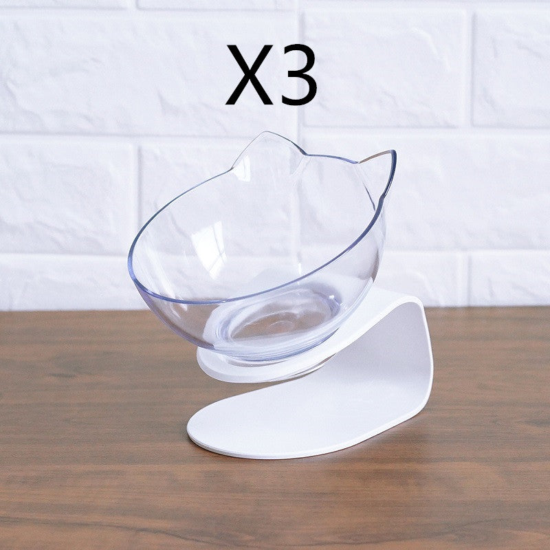 Non Slip Double Pet Bowl Raised Stand Cervical Protection Transparent Feeder