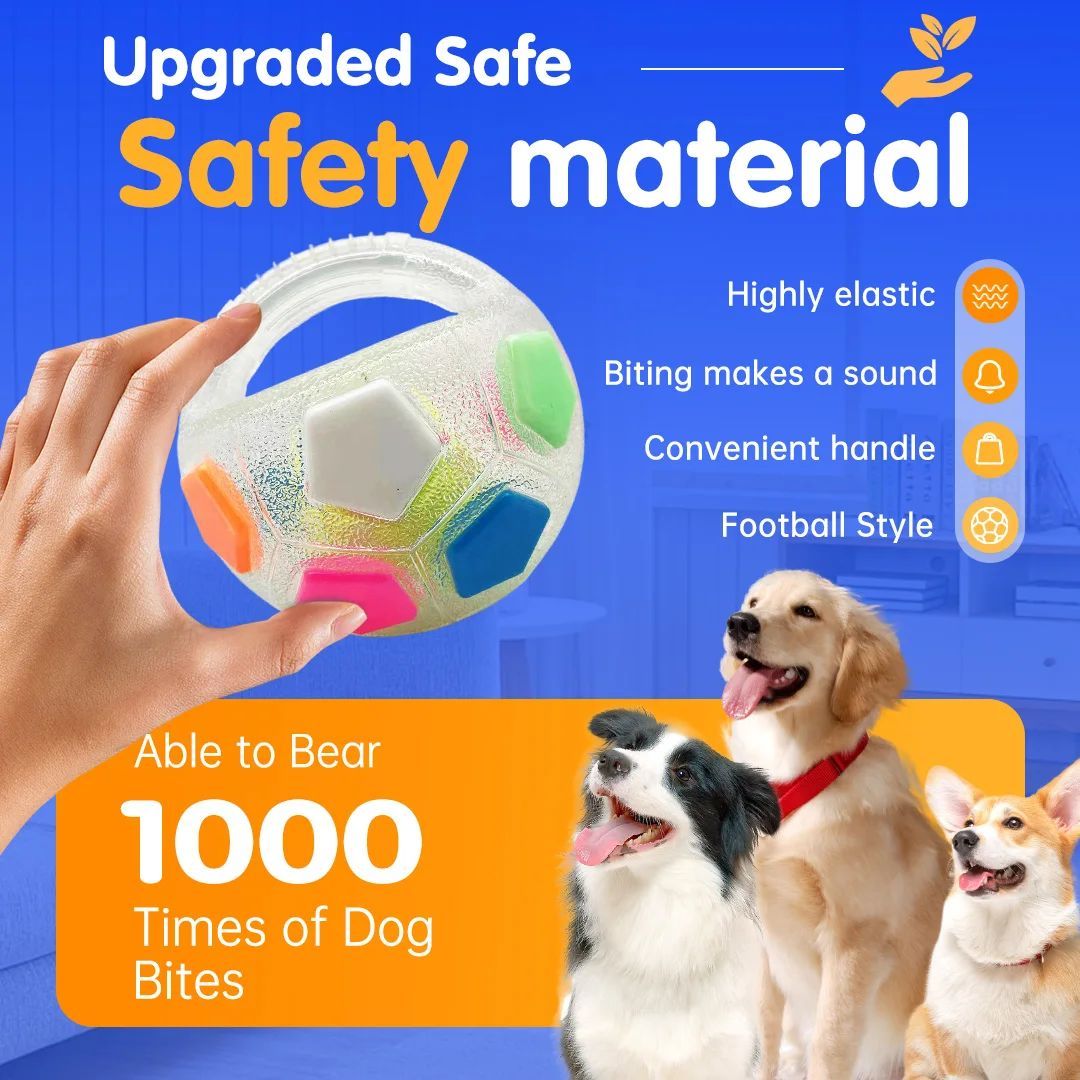 New Football Tennis Ball Shape Pet Toy Durable Teething Relief Outdoor Training Squeaky Toy
