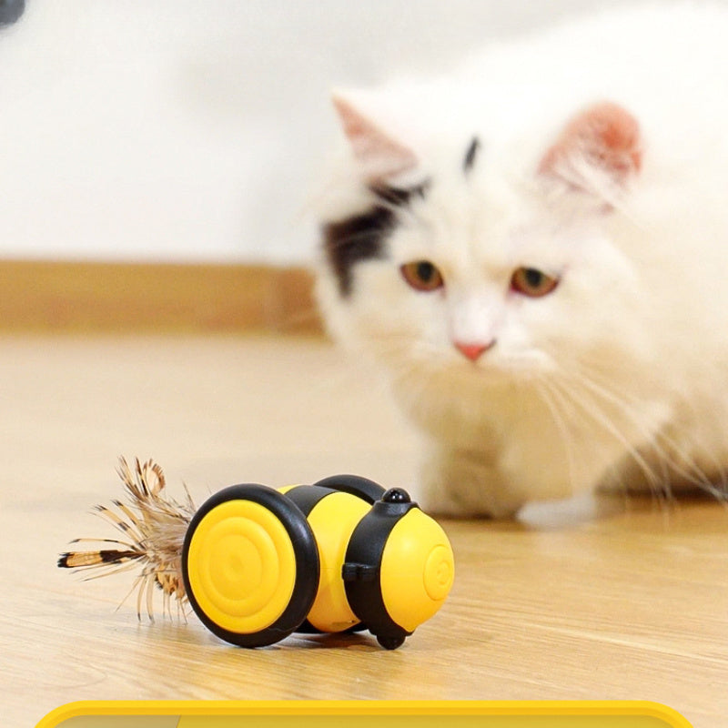 Electric Interactive Running Bee Pet Teaser Feather Toy