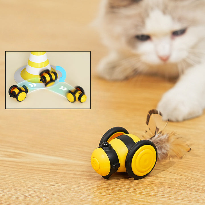 Electric Interactive Running Bee Pet Teaser Feather Toy