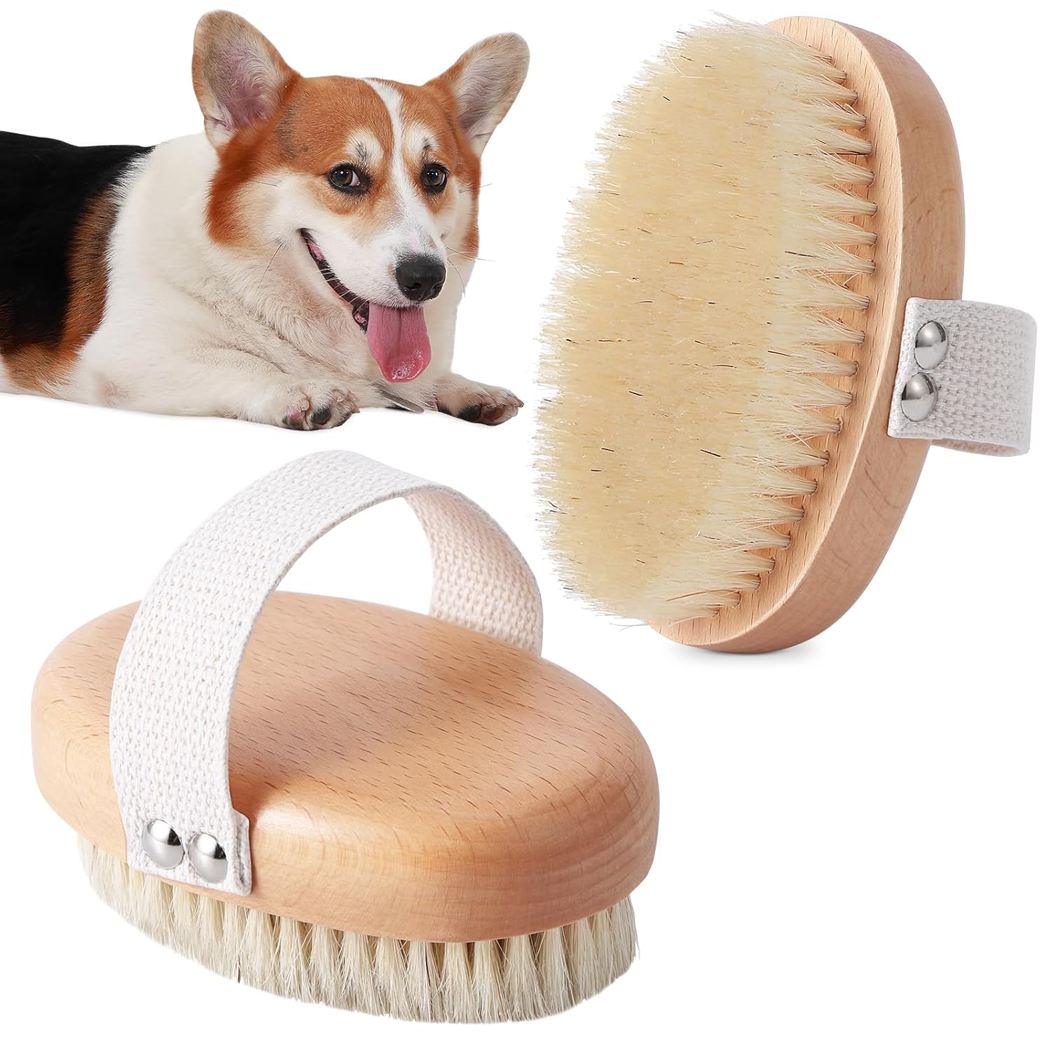 Soft Boar Bristle Pet Grooming Brush For Shedding Control And Daily Care