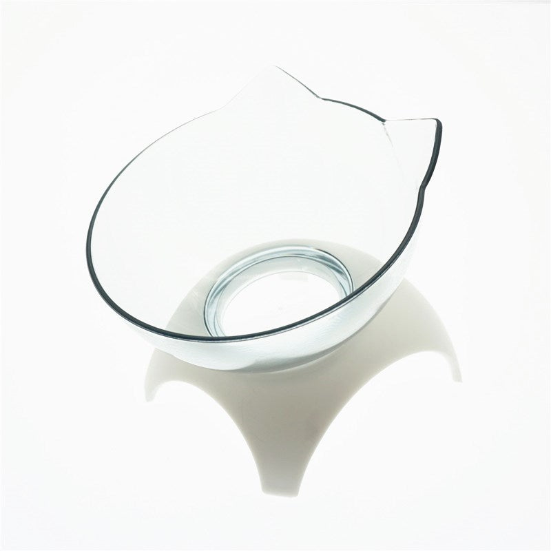 Non Slip Double Pet Bowl Raised Stand Cervical Protection Transparent Feeder