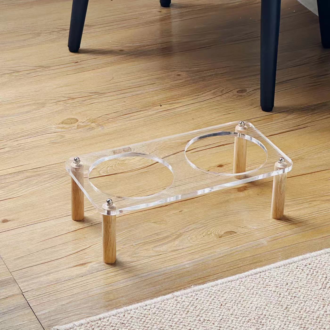 Ceramic Anti-Tumble Raised Pet Food And Water Double Bowl Stand