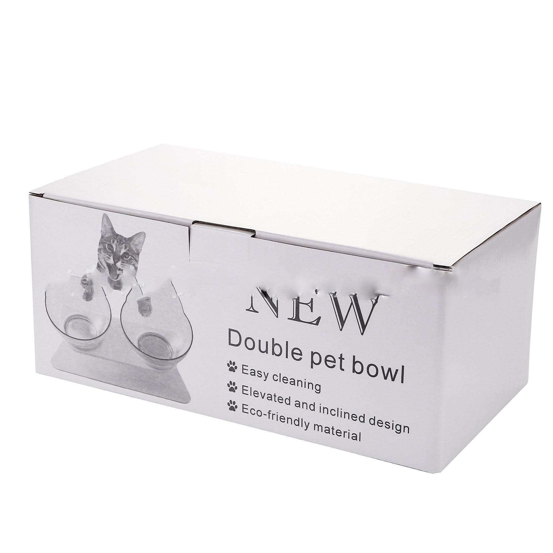 Non Slip Double Pet Bowl Raised Stand Cervical Protection Transparent Feeder