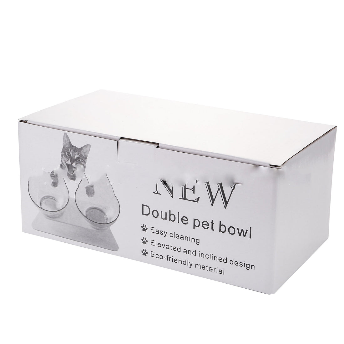 Non Slip Double Pet Bowl Raised Stand Cervical Protection Transparent Feeder