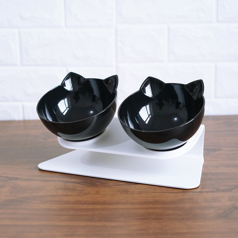 Non Slip Double Pet Bowl Raised Stand Cervical Protection Transparent Feeder