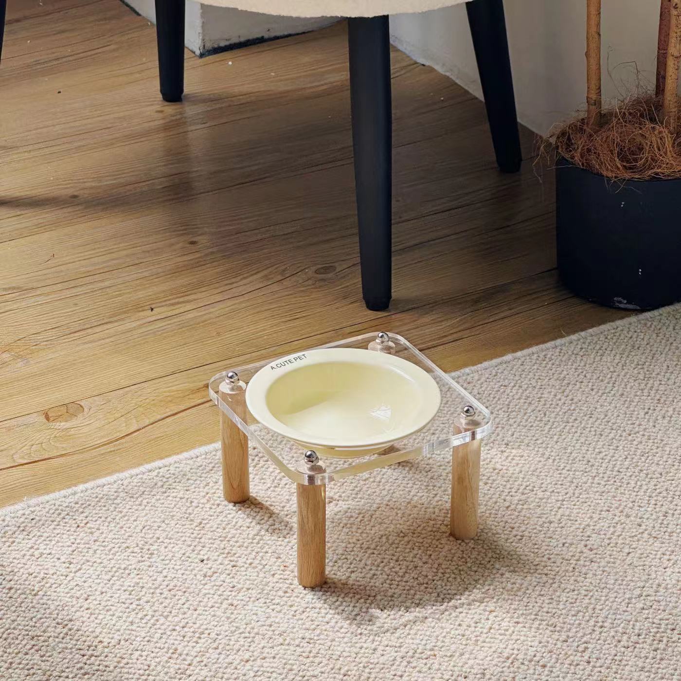 Ceramic Anti-Tumble Raised Pet Food And Water Double Bowl Stand