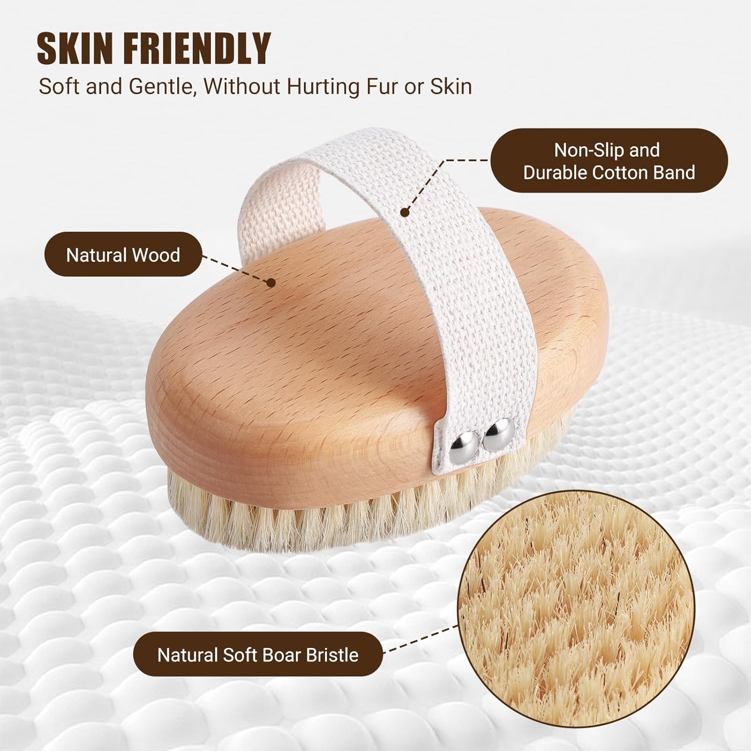Soft Boar Bristle Pet Grooming Brush For Shedding Control And Daily Care
