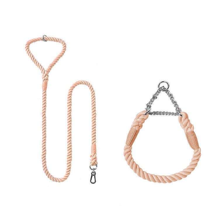 Woven Cotton Pet Leash And Collar Set For Comfortable Walking Control