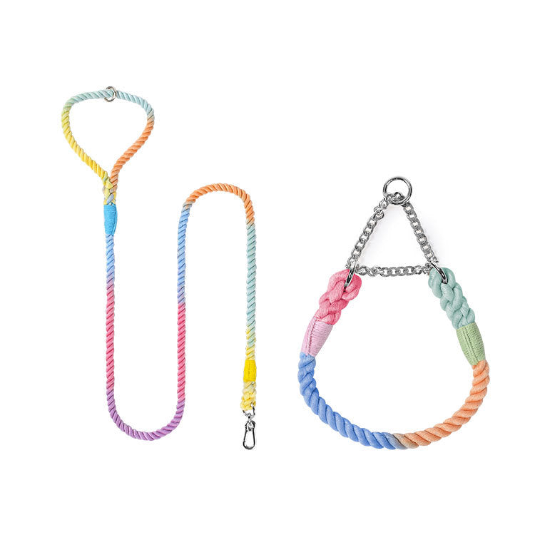 Woven Cotton Pet Leash And Collar Set For Comfortable Walking Control