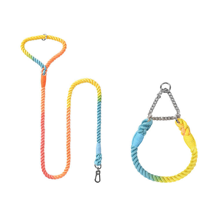 Woven Cotton Pet Leash And Collar Set For Comfortable Walking Control