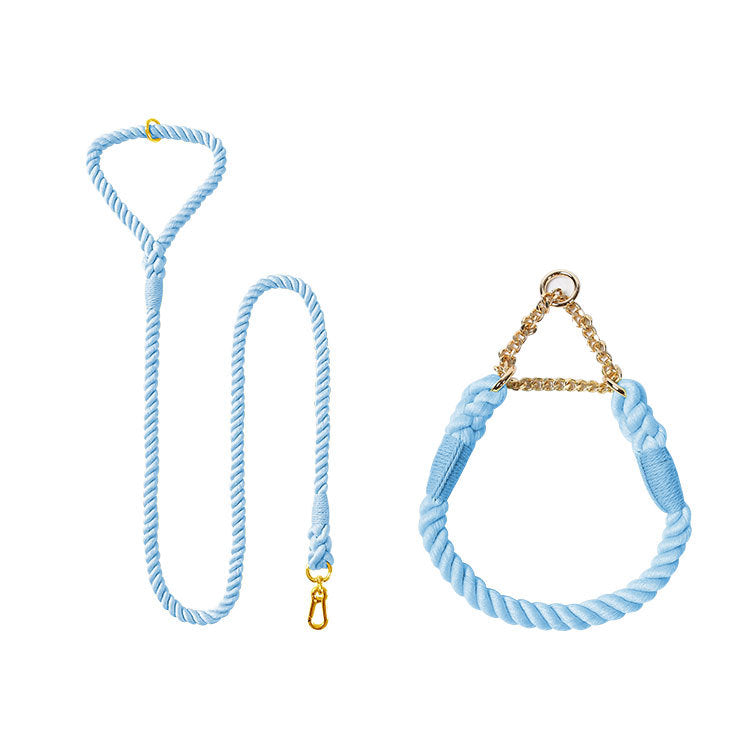 Woven Cotton Pet Leash And Collar Set For Comfortable Walking Control