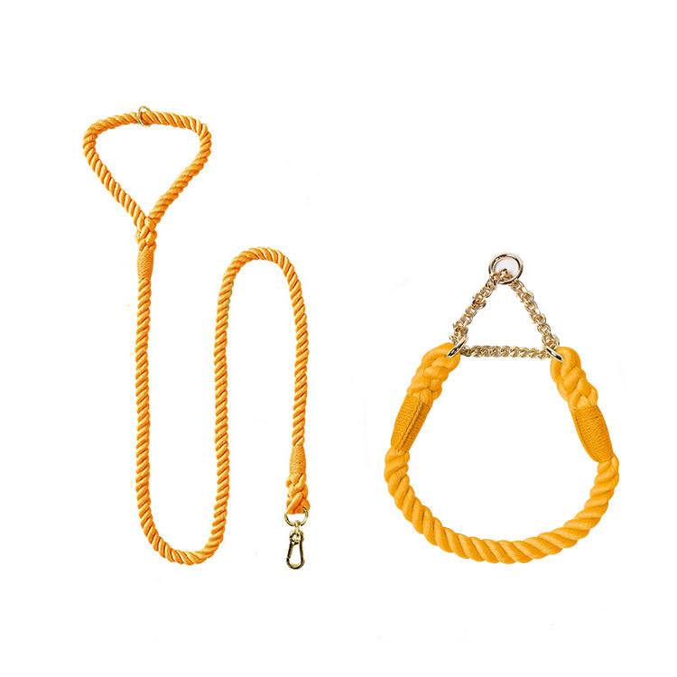 Woven Cotton Pet Leash And Collar Set For Comfortable Walking Control