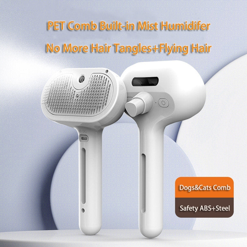 Self Cleaning Pet Grooming Comb With Mist For Hair Removal And Dematting