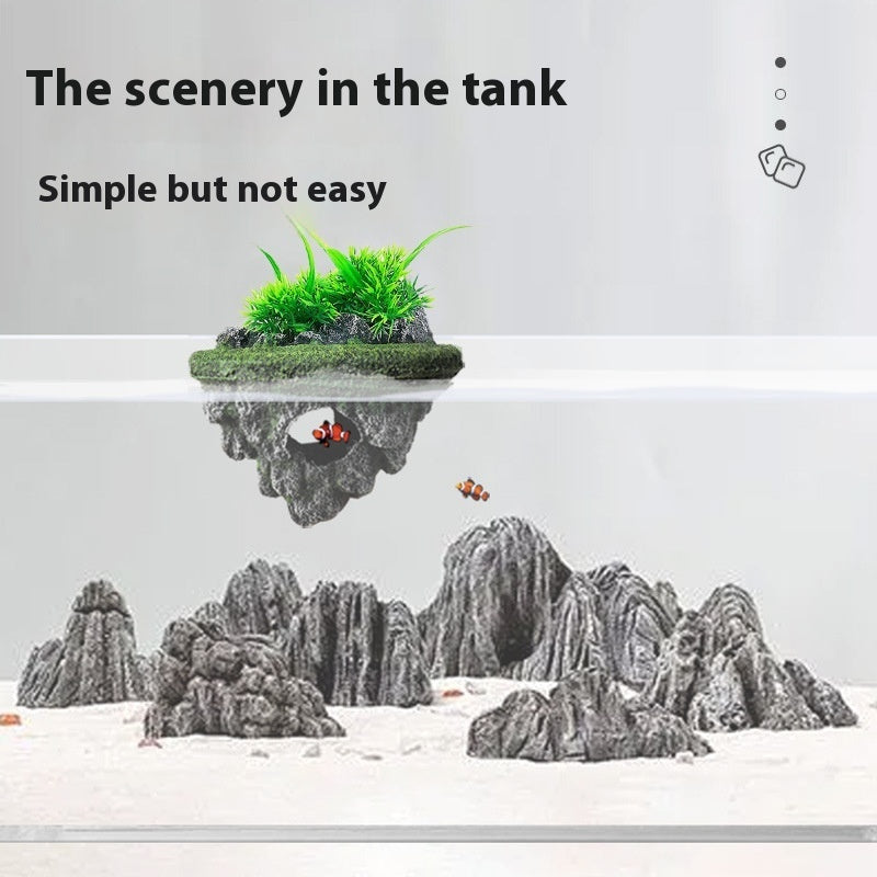 Floating Stone Ornament For Pet Tank Landscaping Decoration