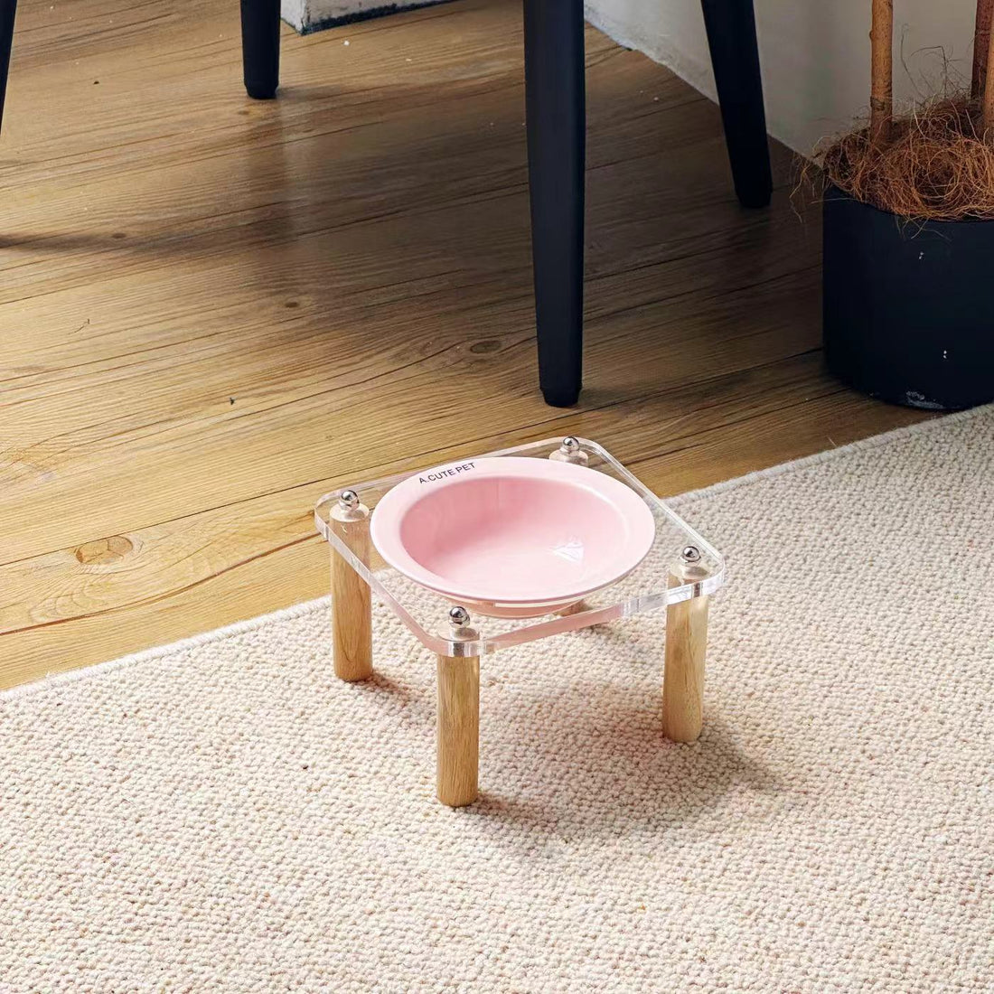 Ceramic Anti-Tumble Raised Pet Food And Water Double Bowl Stand