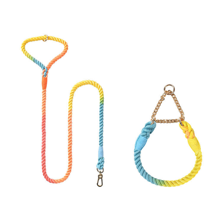 Woven Cotton Pet Leash And Collar Set For Comfortable Walking Control