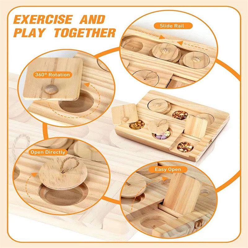 Wooden Snack Dispenser For Pet Cage Feeding System