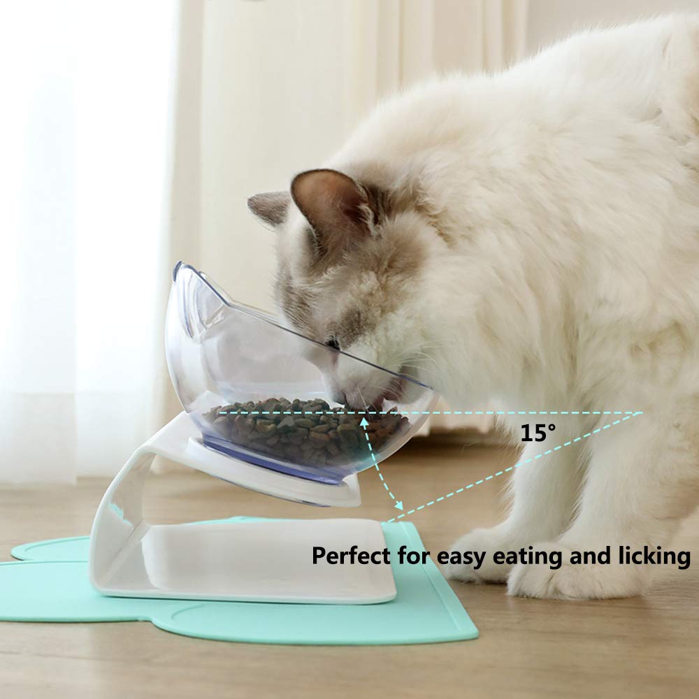 Non Slip Double Pet Bowl Raised Stand Cervical Protection Transparent Feeder