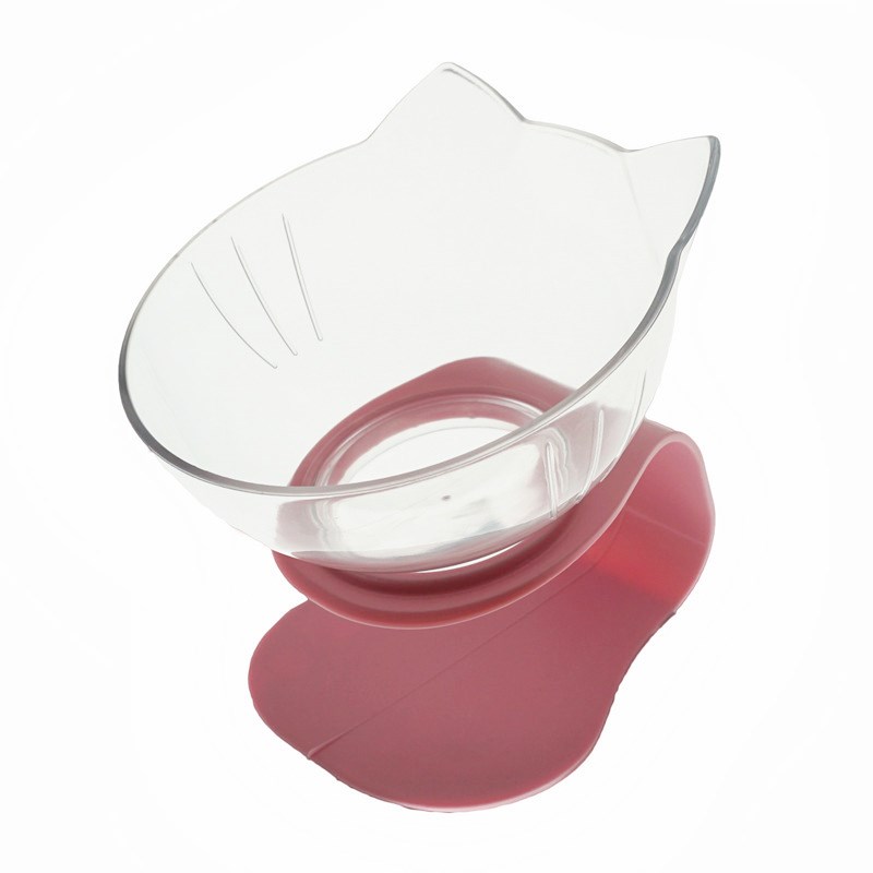 Non Slip Double Pet Bowl Raised Stand Cervical Protection Transparent Feeder