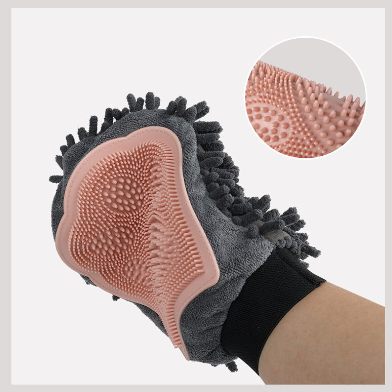 2-In-1 Pet Bathing Grooming Glove For Brushing And Massage Use