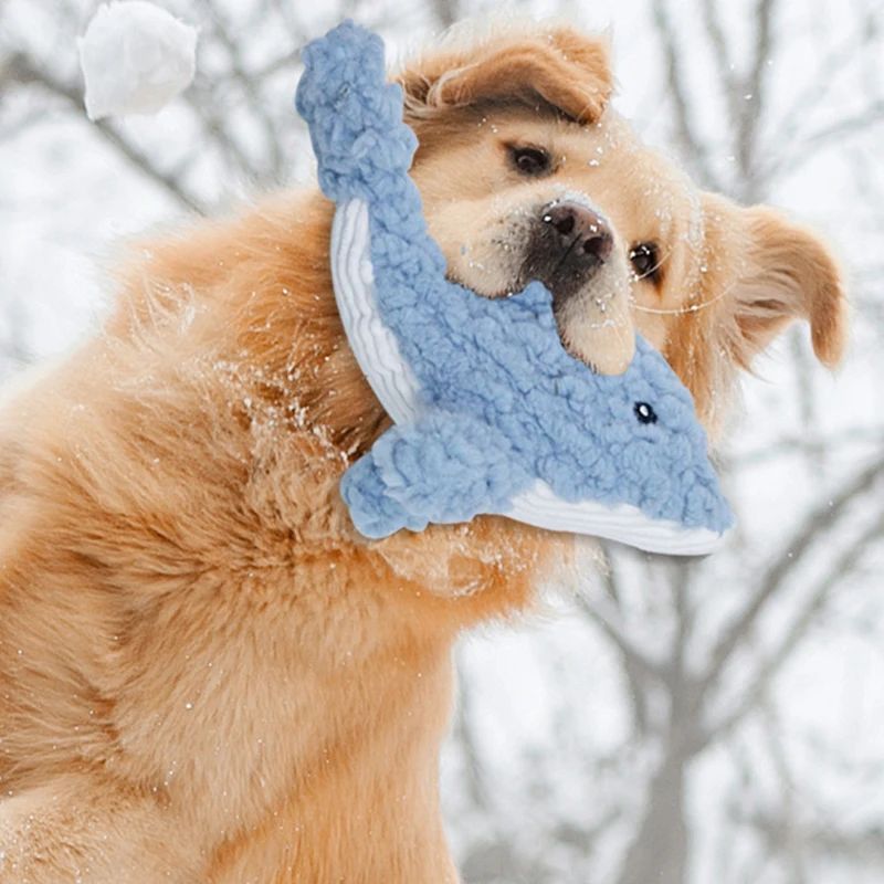 Plush Animal Shape Bite Resistant Squeaky Corduroy Pet Toy Training Accessory